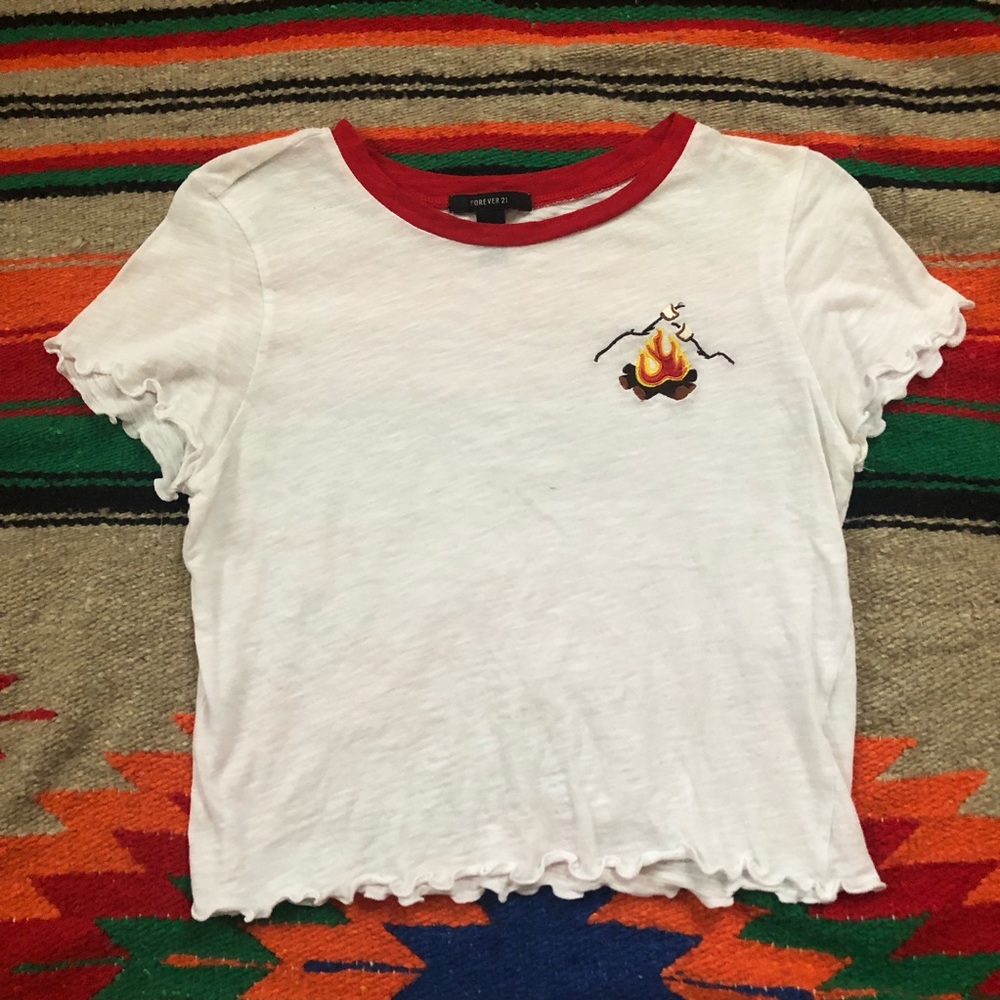 Forever 21 retro camping ringer tee-shirt🔥